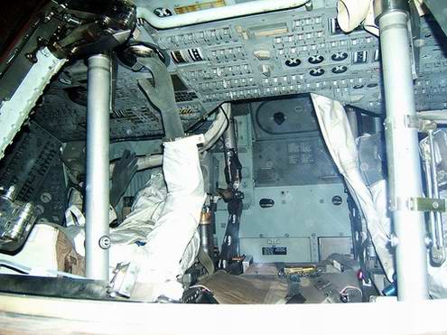 Space travel critical situations - Outer space ship Apollo-13 inner view photo